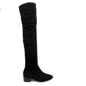 Faux Suede Thigh-High Black Boots 7.5 NIB